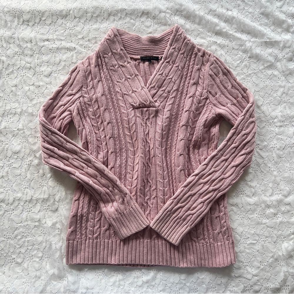 JEANNE PIERRE Pink Cable-Knit Sweater